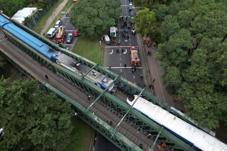 Vista aérea del accidente de trenses en Buenos Aires, Argentina, el 10 de mayo de 2024 (STR)