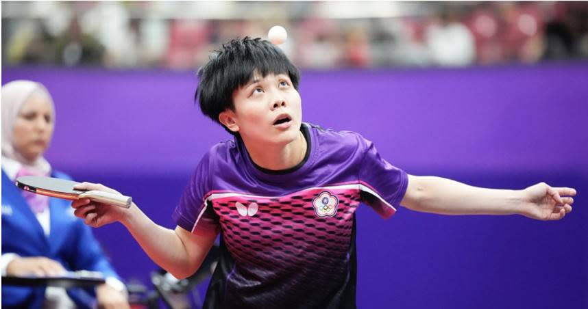 台灣桌球女單好手鄭怡靜在2024 ITTF桌球世界盃女單分組預賽首場直落四獲勝。（圖／中華奧會提供）