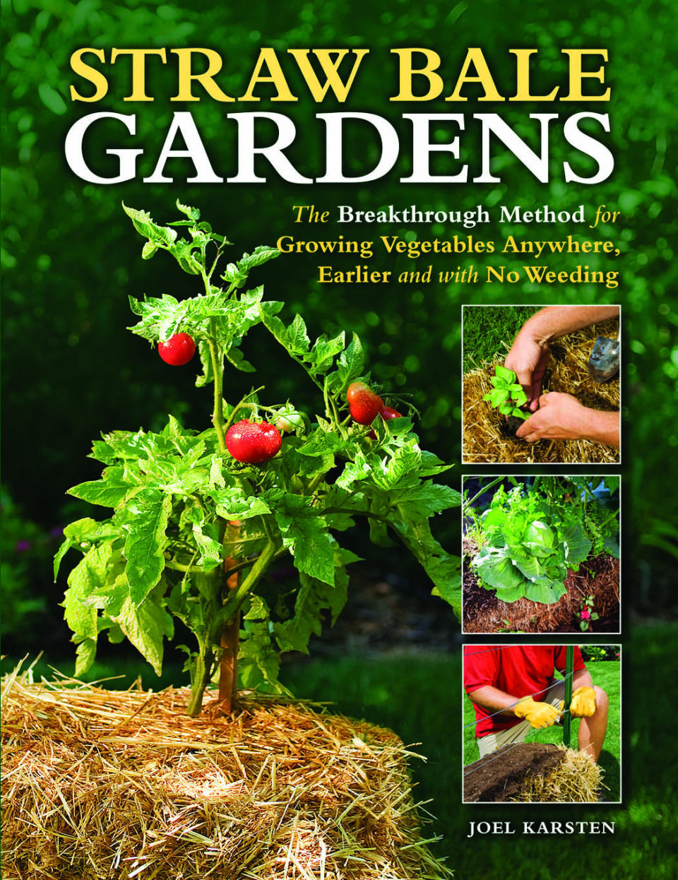 This publicity photo provided by Cool Springs Press shows the cover of the book, "Straw Bale Gardens," by author Joel Karsten. Skip the ground altogether and try planting fruits and vegetables in a bale of straw, suggests Karsten, an author, gardener and the leading evangelist of what's become a hot gardening trend this summer. (AP Photo/Cool Springs Press, Tracy Walsh/Poser Design)