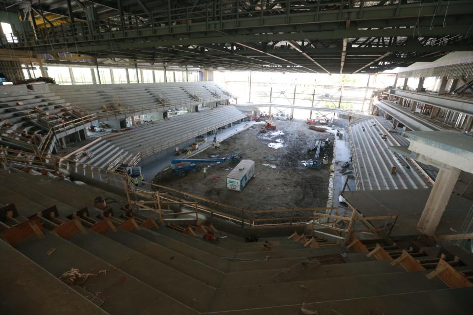 The new Savannah Arena is taking shape, with seating now wrapping around three sides along with a club leavel and luxury suites.