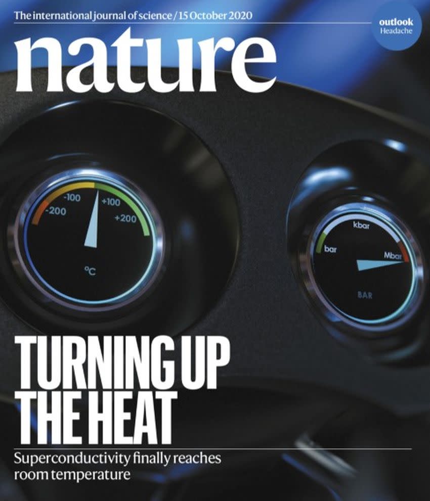 Portada de Nature de esta semana: “La superconductividad por fin alcanza la temperatura ambiente” | Portada de Nature, vol. 586 Issue 7829