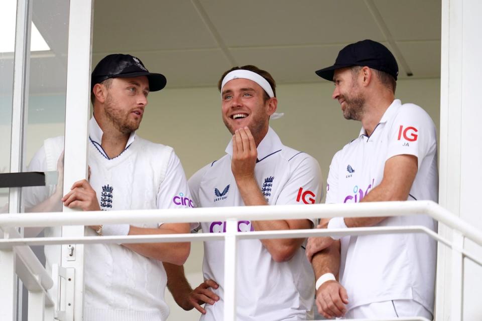 Ollie Robinson, Stuart Broad and James Anderson were expected to carry the weight of England’s bowling attack (PA)