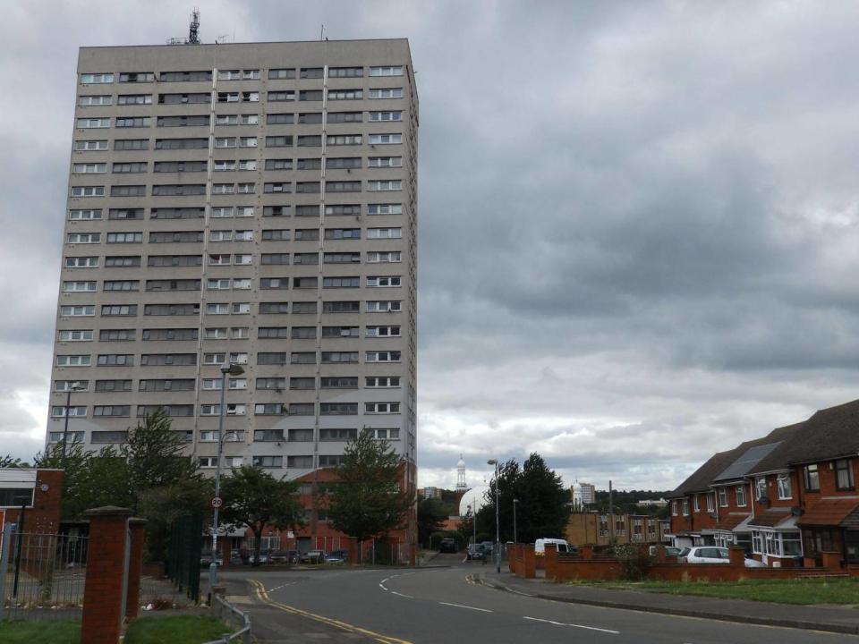 Salih Khater most recently lived in Brinklow Tower, Highgate, Birmingham (Lizzie Dearden)