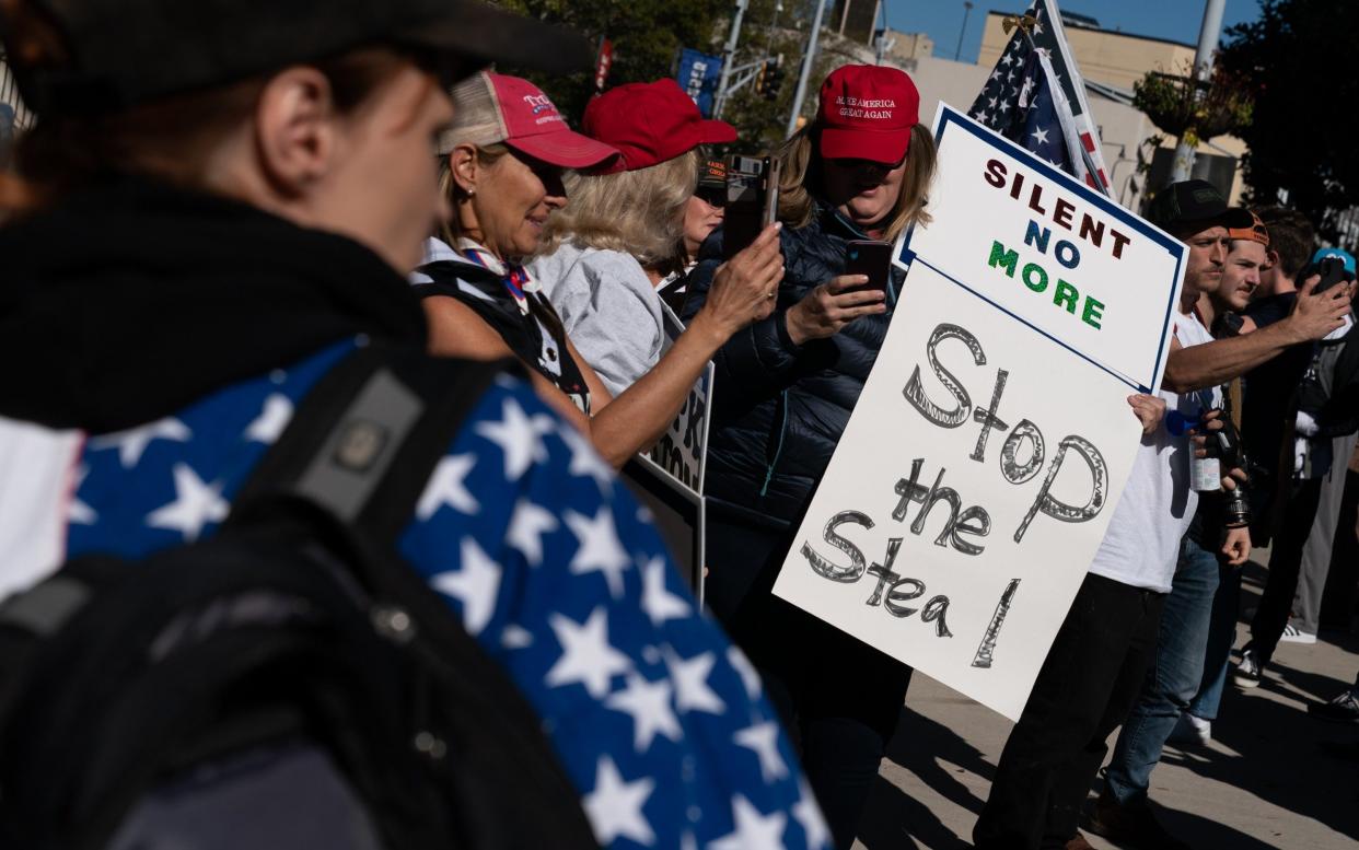 Trump supporters outside Georgia's State Capitol in Atlanta - GETTY IMAGES