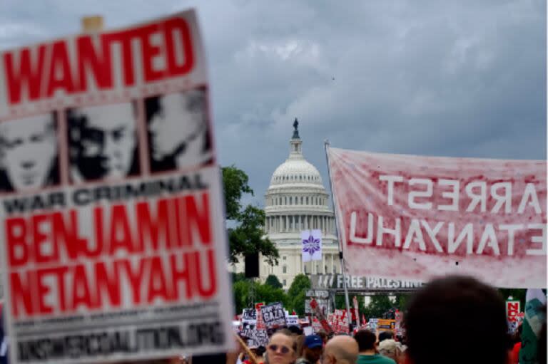 Manifestación contra Benjamin Netanyahu en el Capitolio