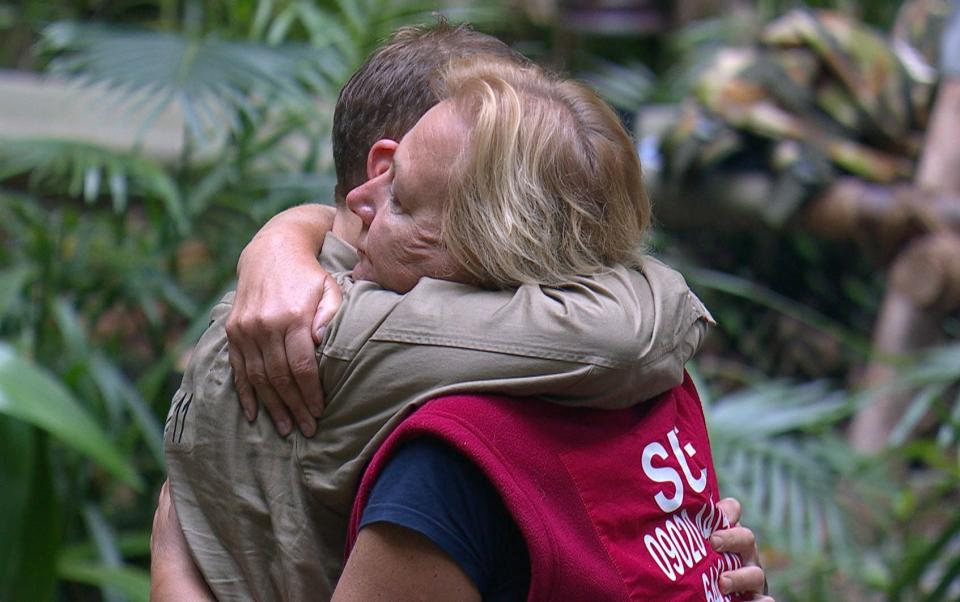 Campmates including Sue Cleaver hugged Matt Hancock. (Shutterstock/ITV)