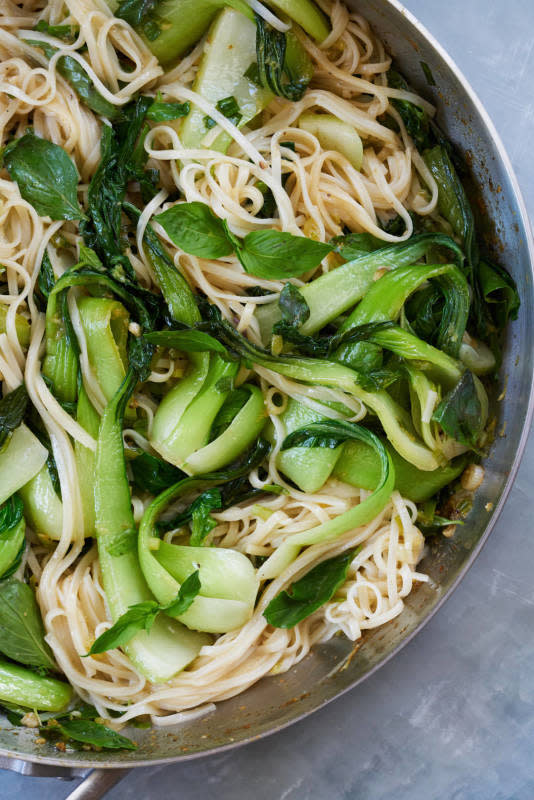 <p>Bok choy noodle stir fry with holy basil that’s garlicy, spicy, sweet, savory, and delicious. The cherry on top? It’s ready in less than 30 minutes.</p><p><strong>Get the recipe: <a href="https://www.proportionalplate.com/thai-noodles-bok-choy-holy-basil/" rel="nofollow noopener" target="_blank" data-ylk="slk:Bok Choy Noodle Stir Fry with Holy Basil;elm:context_link;itc:0;sec:content-canvas" class="link rapid-noclick-resp"><em>Bok Choy Noodle Stir Fry with Holy Basil</em></a></strong></p>