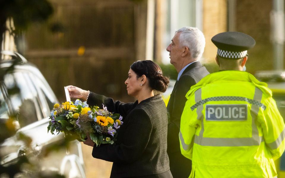 Priti Patel, the Home Secretary, visited Leigh-on-Sea on Saturday morning to pay her respects - Jamie Lorriman