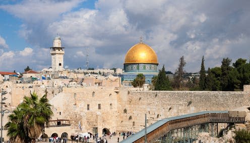 <span class="caption">Jerusalem, the city that is sacred to Jews, Christians and Muslims.</span> <span class="attribution"><a class="link " href="https://www.shutterstock.com/image-photo/wailing-wall-mousque-alaqsa-dome-rock-138993065" rel="nofollow noopener" target="_blank" data-ylk="slk:S1001/Shutterstock.;elm:context_link;itc:0;sec:content-canvas">S1001/Shutterstock.</a></span>