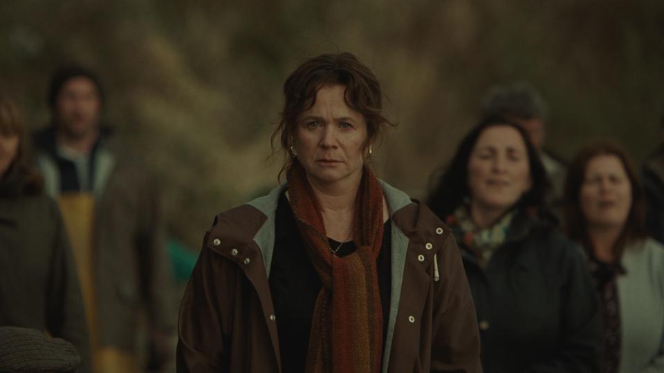 The psychological drama "God's Creatures" stars Emily Watson, center, as a mother in a tight-knit Irish fishing village who tells a lie for her beloved son that threatens their family and the community.