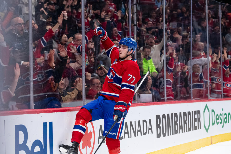 Kirby Dach #77 of the Montreal Canadiens has fantasy value