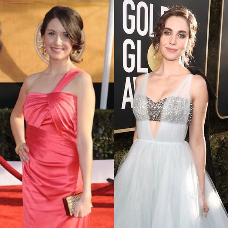 <p>“2009 vs 2019 …still standing in the sun, but now I wear more sunscreen.” Source: Instagram/Alison Brie </p>