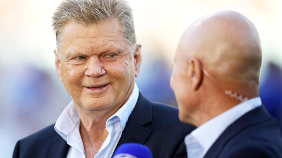 Paul Vautin and Peter Stirling, pictured here in commentary for Channel Nine in 2019.