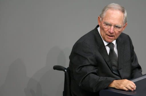 Finance Minister Wolfgang Schaeuble addresses German lawmakers in Berlin in June 2012. German Justice Minister Sabine Leutheusser-Schnarrenberger upped the pressure on Schaeuble Saturday to give registered gay couples a tax break