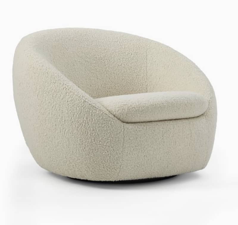 Cozy Swivel Chair, Ivory Cozy Shearling