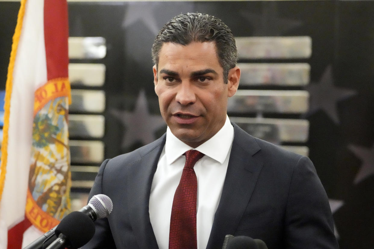 Suarez at a news conference two days before he filed paperwork with the Federal Election Commission to make his presidential bid official.