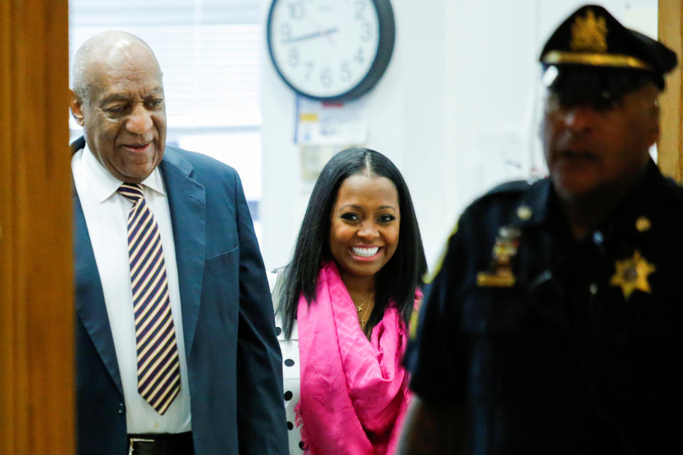 Bill Cosby arrives Monday for the first day of his sexual assault trial accompanied by&nbsp;actress Keshia Knight Pulliam, who played his daughter on "The Cosby Show." (Photo: Eduardo Munoz/pool photo/Reuters)
