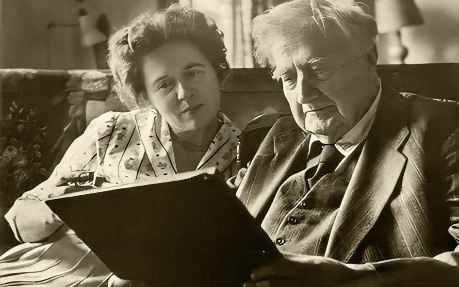 Mountainous, baggy-trousered, folk-song-loving conservative: Ralph Vaughan Williams with his second wife, Ursula, in the 1950s - From the collection of Ursula Vaughan Williams