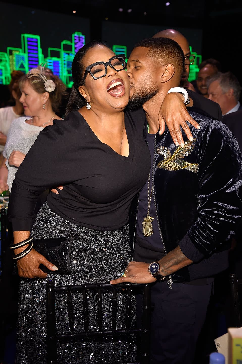 Oprah Winfrey and Usher