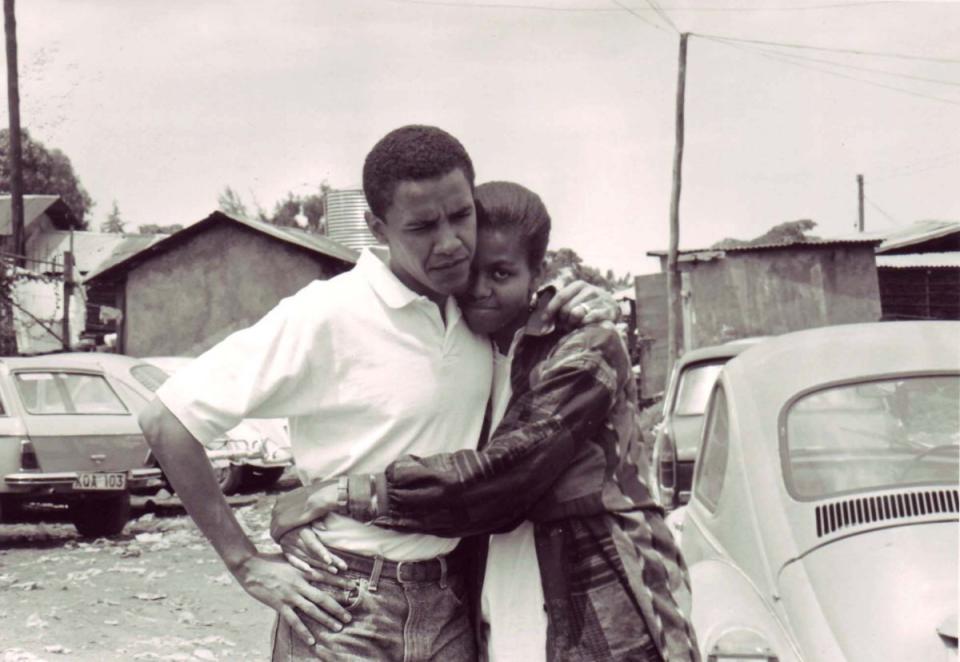 The Obamas in Kenya in 1992.&nbsp;
