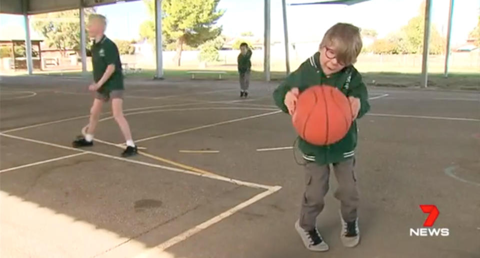 Thanks to an Australian-first surgery, the eight-year-old is standing tall, playing sport and loving life. Source: 7 News