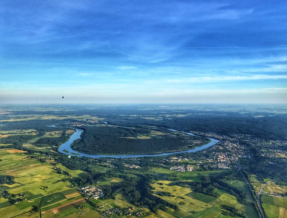 An aerial photo of the town of Prienai from a hot-air balloon. (Simona Vaicekauskaite)