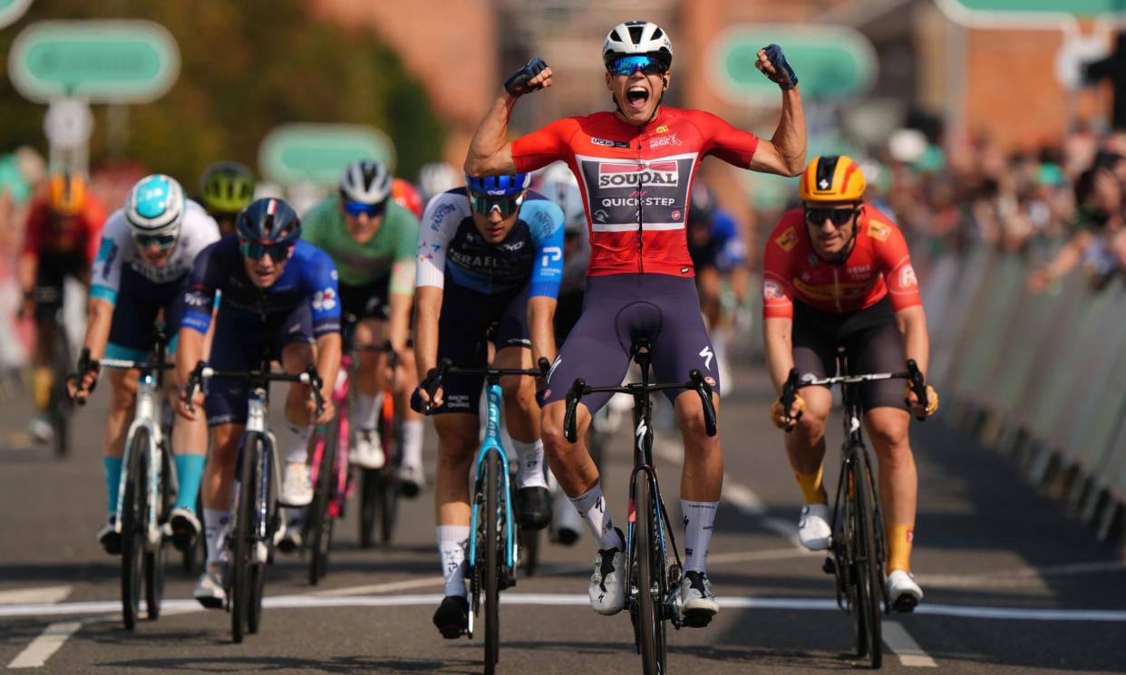 <span>Paul Magnier wins the fourth stage of the Tour of Britain.</span><span>Photograph: Bradley Collyer/PA</span>