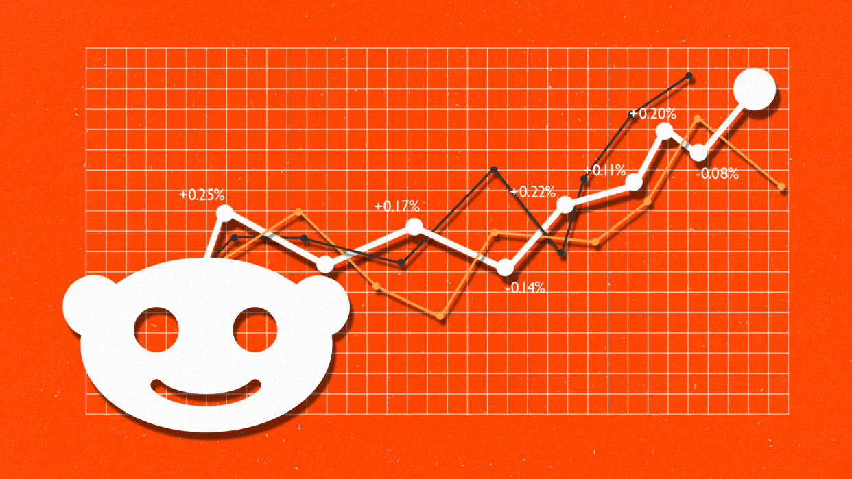  Reddit logo imposed on a stock graph. 