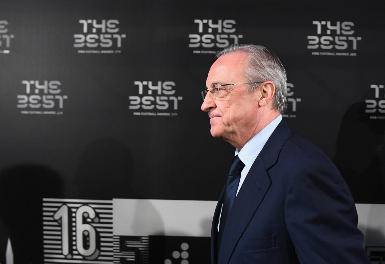 MILAN, ITALY - SEPTEMBER 23:  Florentino Pérez Rodríguez, president of Real Madrid, attends The Best FIFA Football Awards 2019 at the Teatro Alla Scala on September 23, 2019 in Milan, Italy.  (Photo by Claudio Villa/Getty Images)