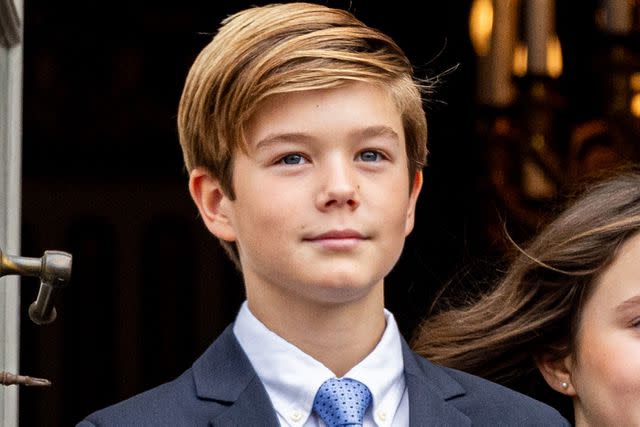 <p>Patrick van Katwijk/Getty</p> Prince Vincent of Denmark at the balcony of Amalienborg Palace to celebrate H.K.H. Prince Christian's 18th birthday in October 2023.