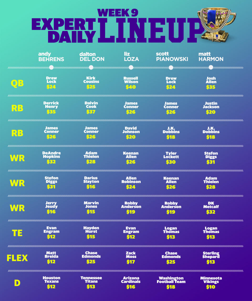 Expert Week 9 Daily Fantasy Lineup