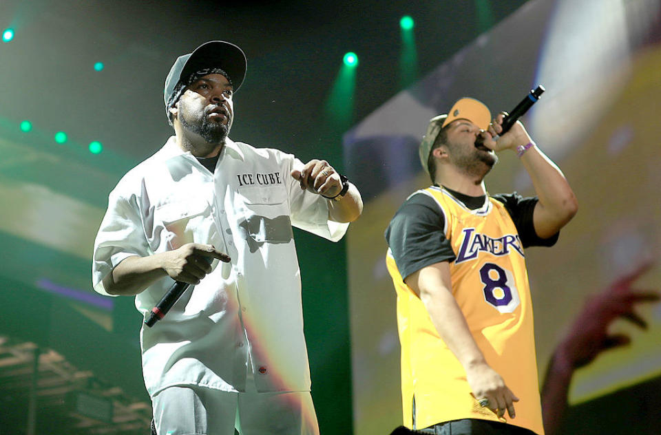 O'Shea and Ice Cube on stage