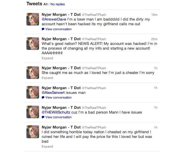 Nyjer Morgan confesses over Twitter to cheating on his girlfriend, claims  he was hacked