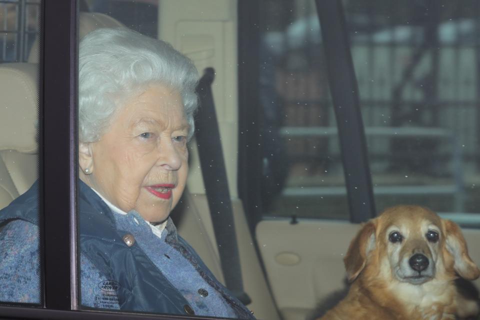 Queen Elizabeth II leaving Buckingham Palace in London for Windsor Castle on Thursday.