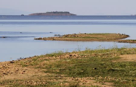 A general view showing low water levels on the Kariba dam in Kariba, Zimbabwe, February 19, 2016. REUTERS/Philimon Bulawayo