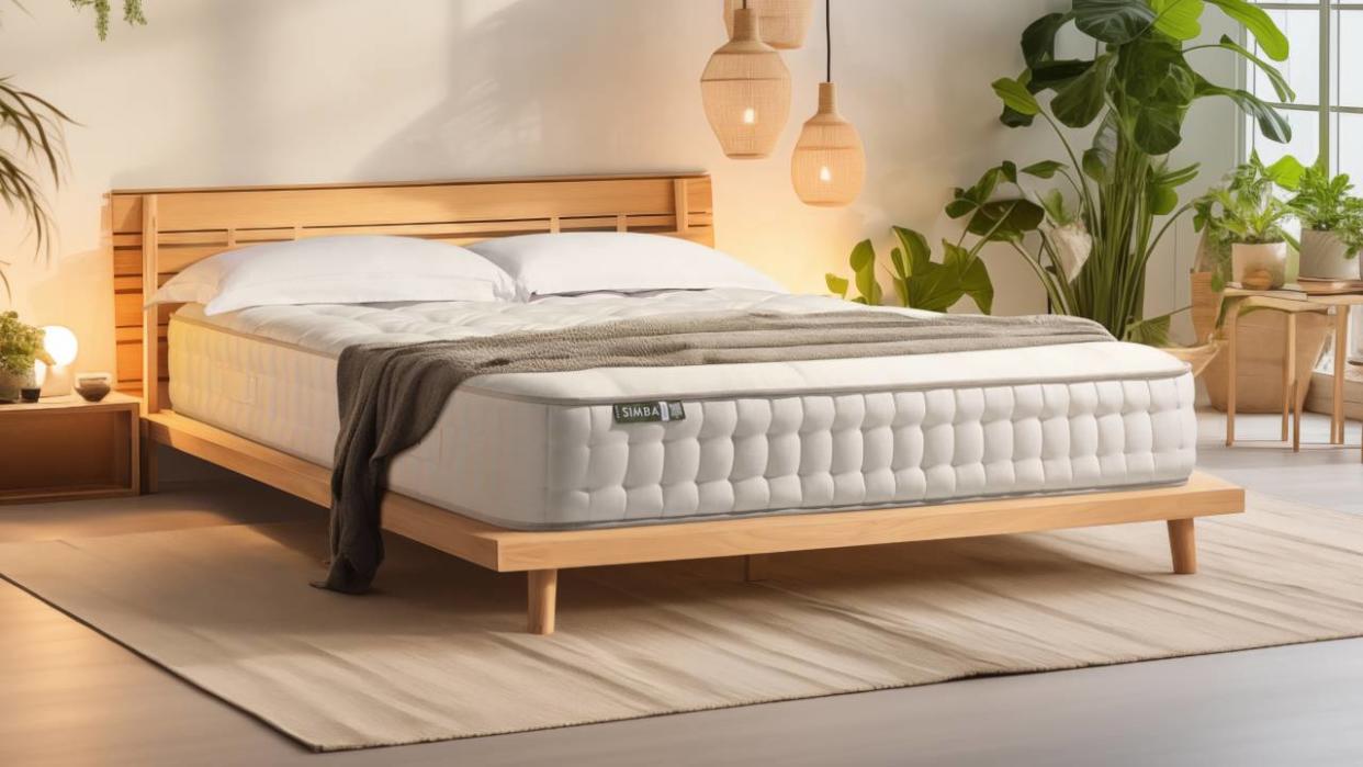  A lifestyle image of the Simba Earth mattress in a bedroom. 