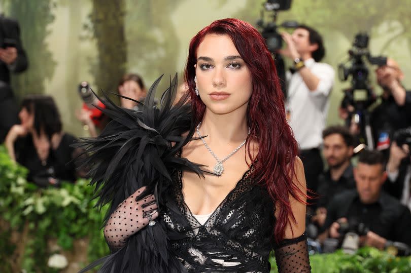 NEW YORK, NEW YORK - MAY 06: Dua Lipa attends The 2024 Met Gala Celebrating "Sleeping Beauties: Reawakening Fashion" at The Metropolitan Museum of Art on May 06, 2024 in New York City. (Photo by Dia Dipasupil/Getty Images)