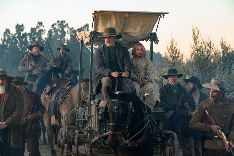 Captain Kidd (Tom Hanks) and Johanna's (Helena Zengel) odyssey through the Old West takes them to some less than desirable places. Photo: Universal.