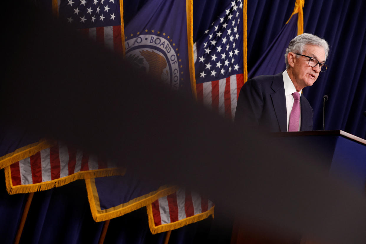 U.S. Federal Reserve Chair Jerome Powell addresses reporters after the Fed raised its target interest rate by a quarter of a percentage point, during a news conference at the Federal Reserve Building in Washington, U.S., February 1, 2023. REUTERS/Jonathan Ernst