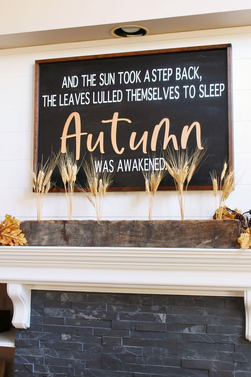 diy autumn sign fall mantel decor