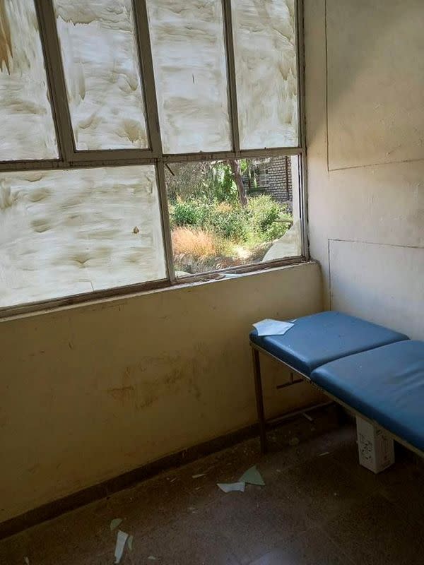 Empty treatment room is seen with a broken window after an air strike, at the Mekelle general hospital in Mekelle