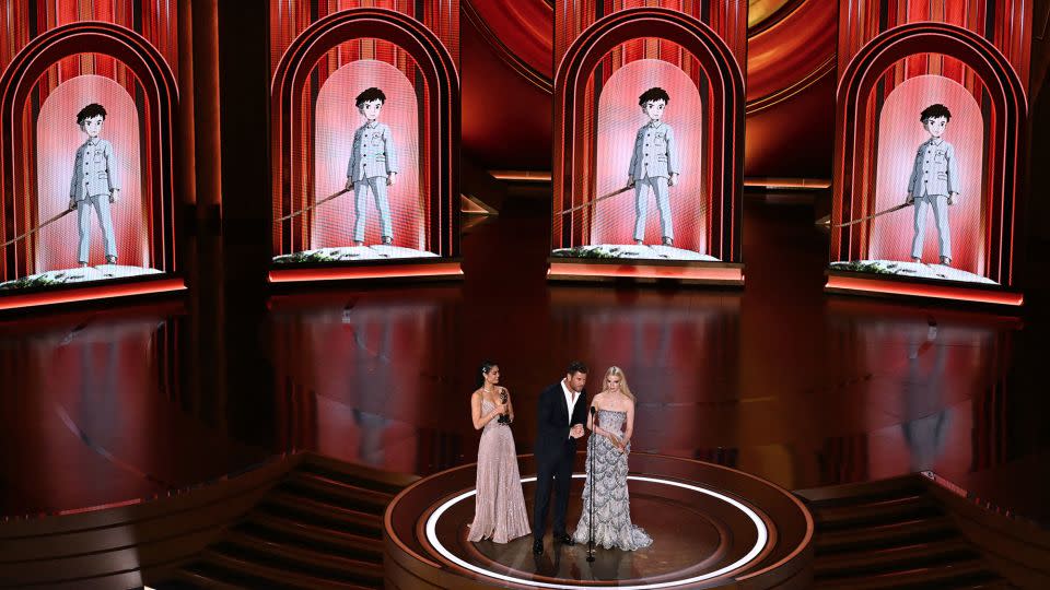 Chris Hemsworth and Anya Taylor-Joy present the award for Best Animated Feature Film for "The Boy and the Heron" on March 10, 2024. - Patrick T. Fallon/AFP/Getty Images