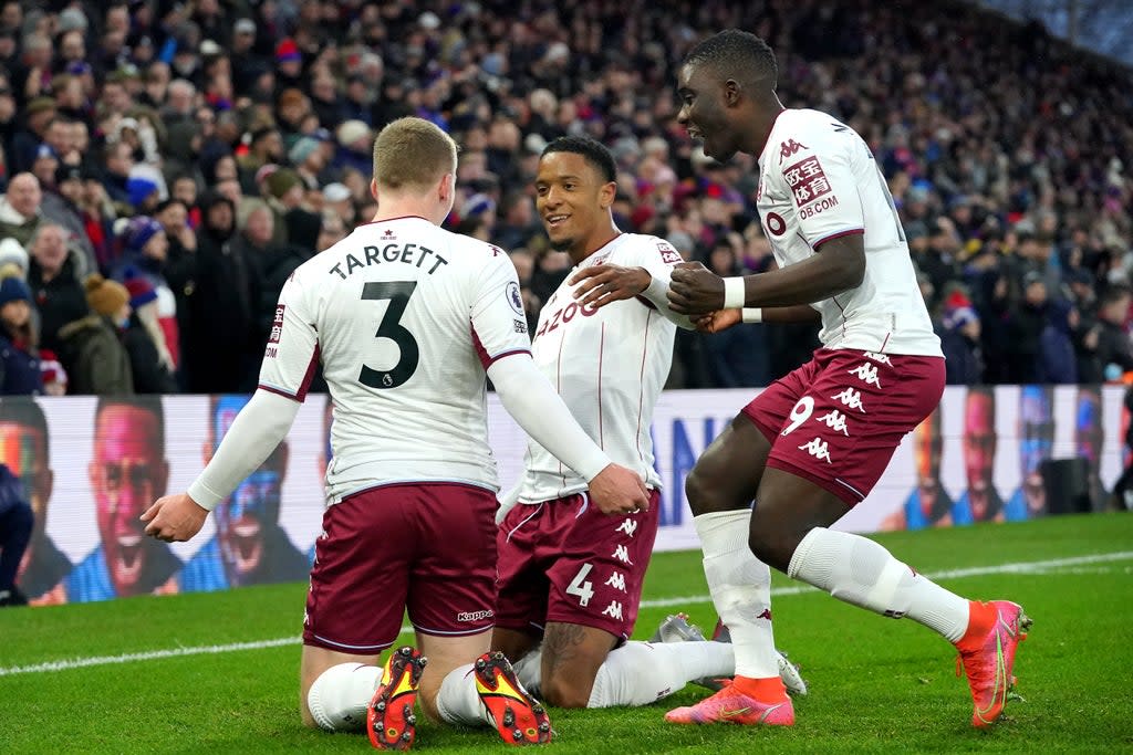 Aston Villa’s Matt Targett celebrates at Crystal Palace (Jonathan Brady/PA) (PA Wire)