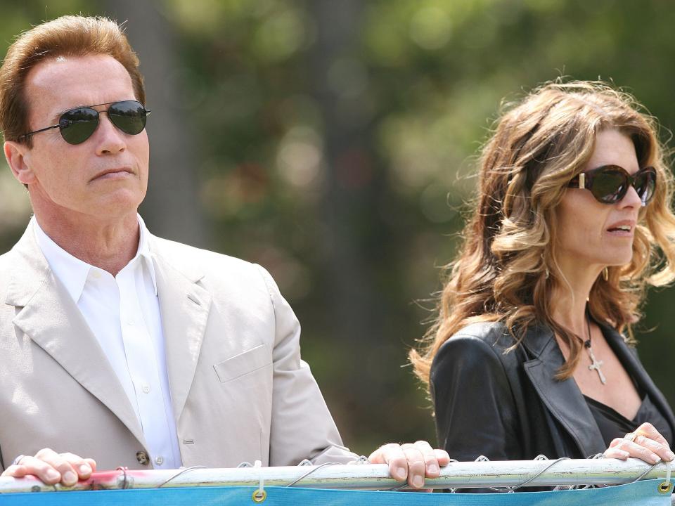 Arnold Schwarzenegger and First Lady Maria Shriver at the "Benchwarmers" Los Angeles Premier