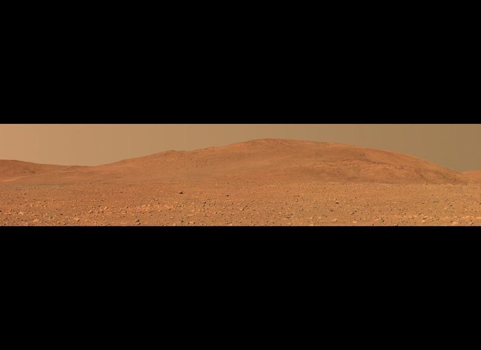 Spirit's last Postcard of the Columbia Hills, taken from the plains of Gusev Crater, before the  rover climbed up into the hills.      <em>Mission sol 149 (June 4, 2004).  From "Postcards from Mars" by Jim Bell; Photo credit: NASA/JPL/Cornell University  </em>