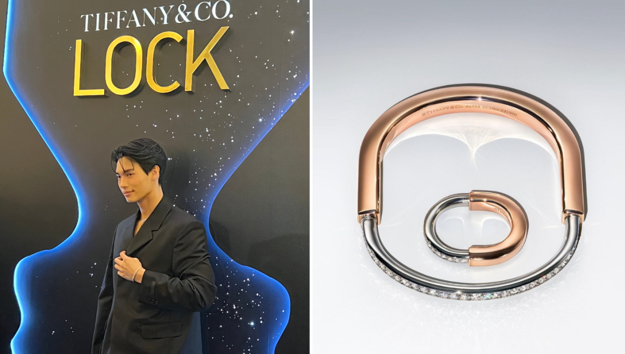 Thai actor Win Metawin at Tiffany & Co. Lock pop-up in Singapore; Lock collection. (PHOTO: Reta Lee/Yahoo Life Singapore; Tiffany & Co.)