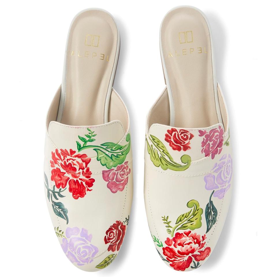 Alepel Hand-Painted Wine Flower Mule