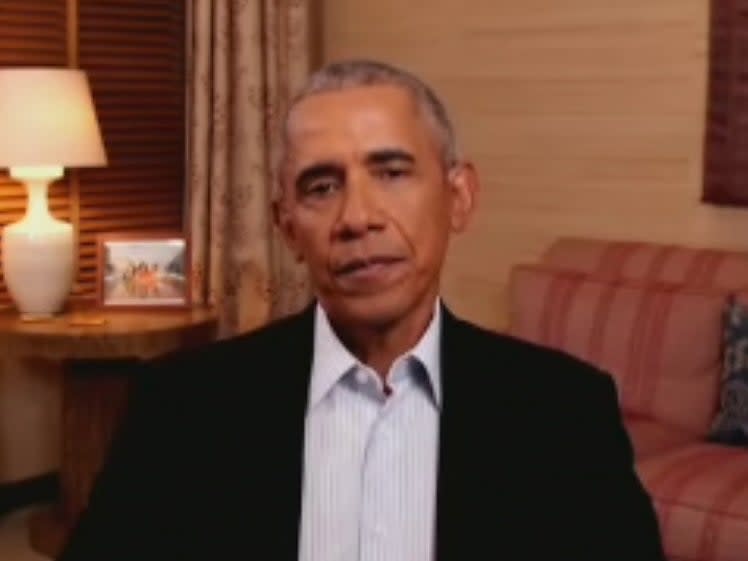 Former President Barack Obama speaking to April Ryan on Tuesday 1 December ((adr1600 - Instagram) )