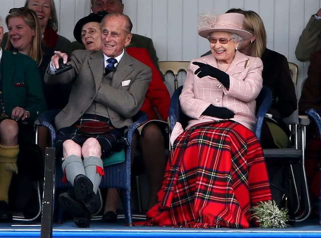 The Queen and the Duke of Edinburgh attending the Braemar Gathering