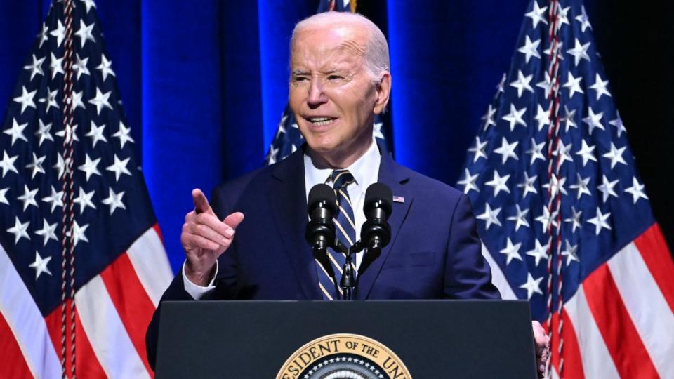 PHOTO: President Joe Biden speaks at the National Museum of African American History and Culture, MAy 17, 2024, in Washington. (Andrew Caballero-Reynolds/AFP via Getty Images)